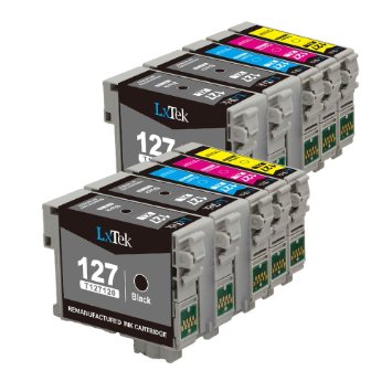 LxTek Remanufactured Ink Cartridge Replacement Set For Epson 127 (4 Black|2 Cyan|2 Magenta|2 Yellow) 10 Pack T127120 T127220 T127320 T127420 Compatible With Stylus NX625 WorkForce 545 WF-3520 WF-7520