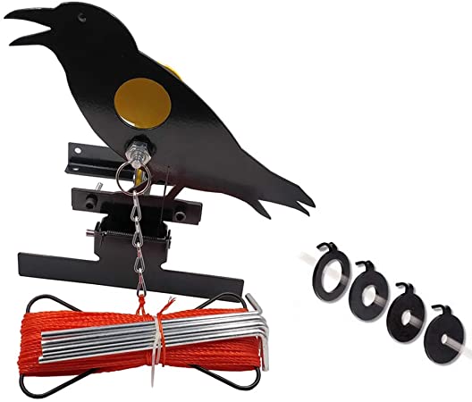 Knock Down Field Resettable Crow Target Air Rifle Target with 4 Adjustable Bullseyes’ Rings(1-1/8”, 3/4”,1/2”, 3/8”)