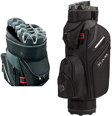RAM Golf Premium Cart Bag with 14 Way Molded Organizer Divider Top
