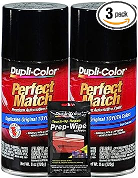 Dupli-Color Black (Metallic) Exact-Match Automotive Paint For Toyota Vehicles - 8 oz, Bundles Prep Wipe (3 Items)