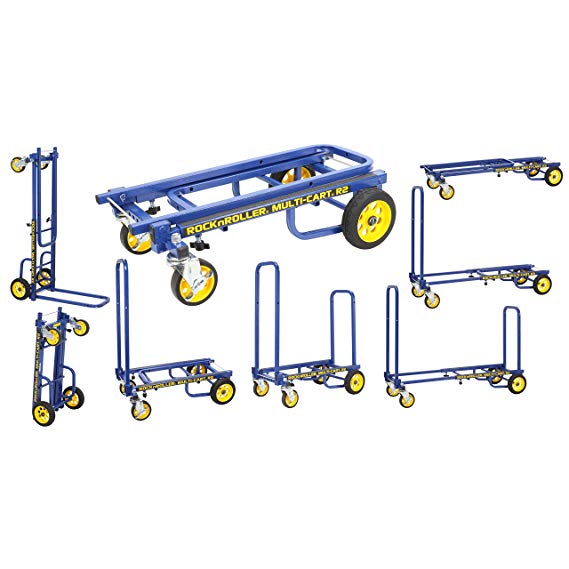 Rock-N-Roller R2RT-BL (Micro) 8-in-1 Folding Multi-Cart/Hand Truck/Dolly/Platform Cart/26" to 39" Telescoping Frame/350 lbs. Load Capacity, Blue