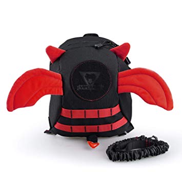 VIPERADE Anti-Lost Devil Wings Kids Walking Safety Backpack, Baby Safety Walking Harness Reins with Leash, 2-in-1 Safety Travel Outdoor Kids Mini Bag Toddler Strap Backpack (Black Red)