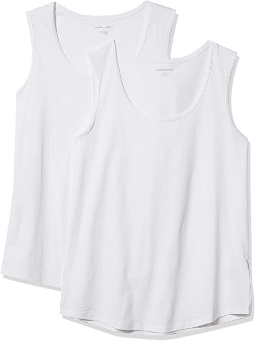 Amazon Essentials Women's 2-Pack Classic-Fit 100% Cotton Sleeveless Tank