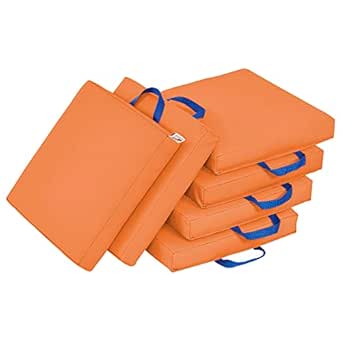 ECR4Kids SoftZone Floor Cushions, Square, Flexible Seating, Orange, 6-Piece