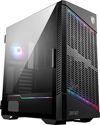 MSI MPG VELOX 100P AIRFLOW Mid-Tower PC Case - E-ATX Motherboard Capacity, Tempered Glass Door, Optimized for Airflow, Mystic Light, Supports 2 x 360mm Radiators & Side Ventilation Configurations