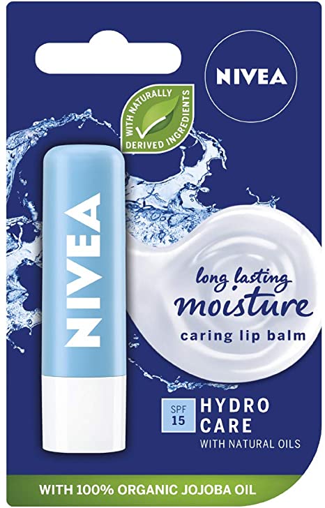 Nivea HYDRO CARE with Pure Water & Aloe Vera SPF15 Lip Balm 4.8g x 3 Packets Carded