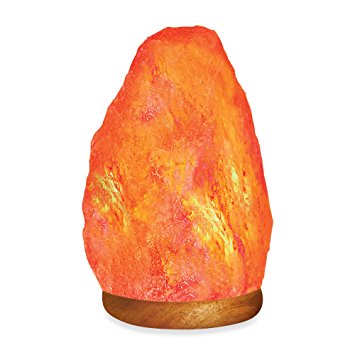 Accentuations by Manhattan Comfort Natural Shaped Himalayan Pink Salt Lamp 8"  Therapeutic Crystal Salt Lamp with Dimmer, Wood Base
