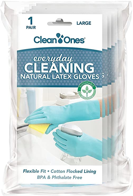 Clean Ones Everyday Cleaning Latex Gloves - 6 Pair (Large)