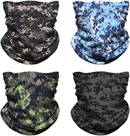 NTBOKW Face Mask Bandana for Sun Dust Wind Seamless Headband for Men Women Neck Gaiter Rave Face Mask for Festival Party Riding Motorcycle Riding Biker Cycling Fishing Tube Mask 4 Pack