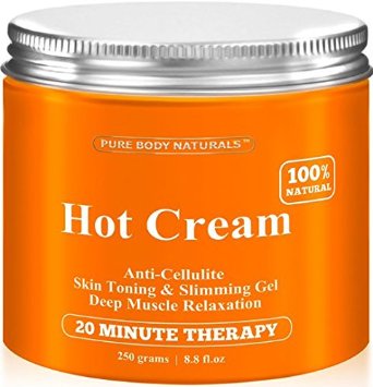 Cellulite Cream & Muscle Relaxation Cream Huge 8.8oz, 100% Natural 87% Organic - Cellulite Cream Treatment Hot Gel, Firms Skin - Muscle Rub Cream, Muscle Massager