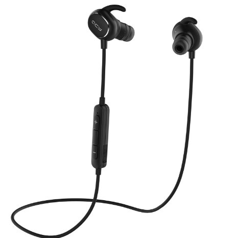 Bluetooth Headphones QY19 Mini Lightweight In-Ear Wireless Earbuds with Microphone, Sweatproof Sports Earphones with AptX, CVC 6.0 Noise Reduction, Secure Fit Bluetooth Headset w/ Dual Battery-Black