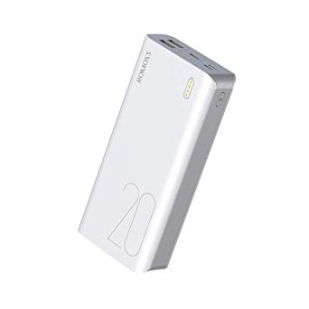 ROMOSS Sense 6S Portable Charger, 20000mAh Ultra High Capacity Power Bank with Dual USB Output Ports & 3 Inputs, External Battery Pack Compatible for iPhone, iPad & Samsung Galaxy & More