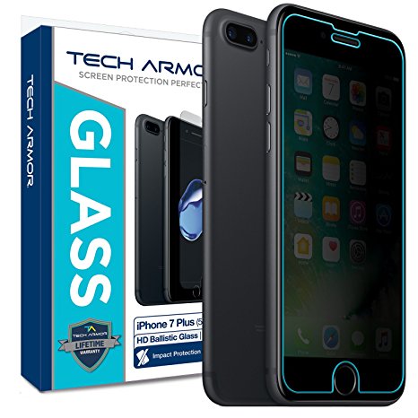iPhone 7 Plus Glass Screen Protector, Tech Armor Privacy Ballistic Glass Apple iPhone 7 Plus (5.5-inch) Screen Protectors [1]