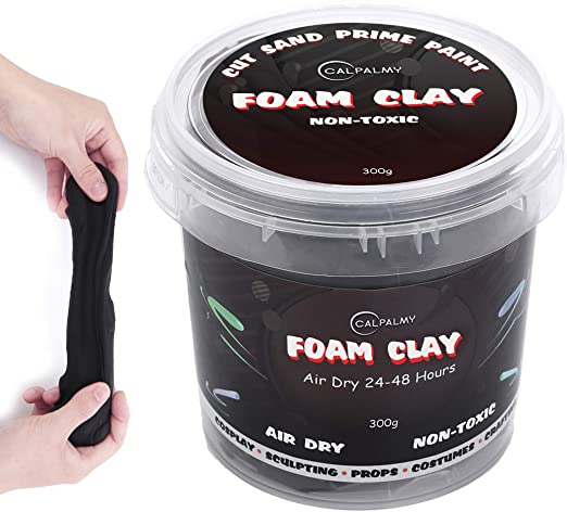 Moldable Cosplay Foam Clay (Black) – High Density and Hiqh Quality for Intricate Designs | Air Dries to Perfection for Cutting with a Knife or Rotary Tool, Sanding or Shaping