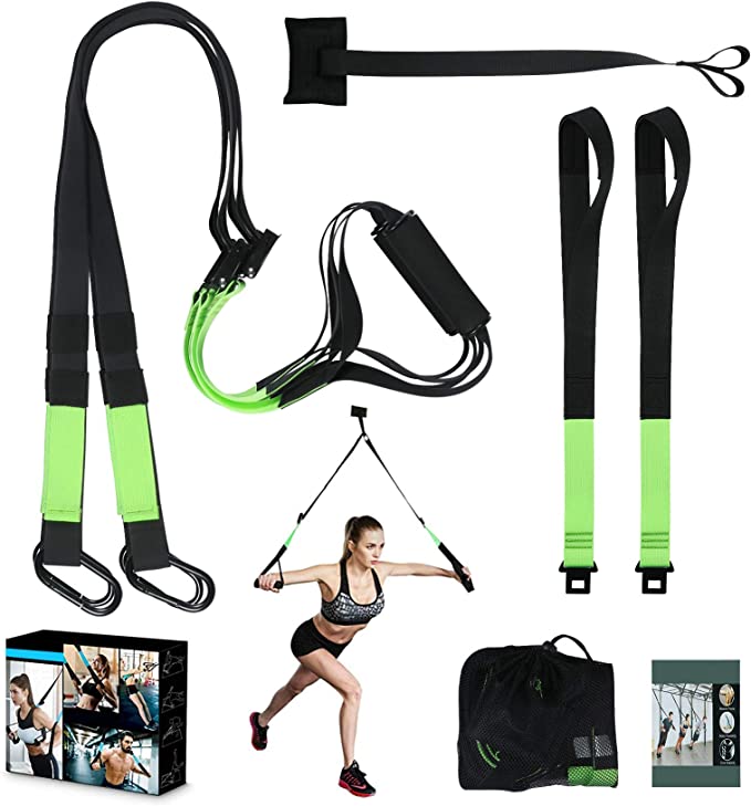 KEAFOLS Bodyweight Fitness Resistance Kit Extension Strap Door Anchors, Powerlifting Strength Workout Straps Full Body Complete Home Gym Body Core Exercise