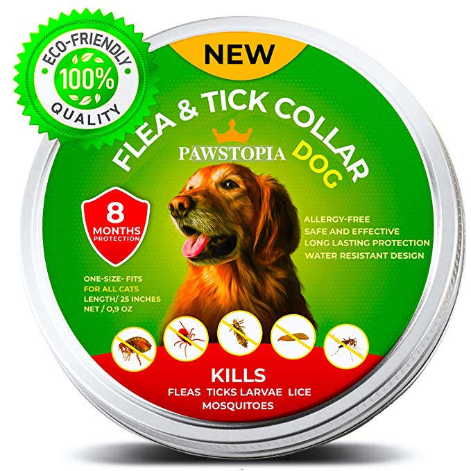 Pawstopia Flea Collar for Dogs - Best Protection Vet Recommended Hypoallergenic Waterproof - Adjustable Flea and Tick Prevention for Dogs - Natural Prevention from Fleas Ticks Larvae Treatment