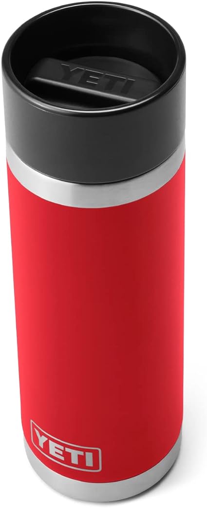 YETI Rambler 18 oz Bottle, Stainless Steel, Vacuum Insulated, with Hot Shot Cap, Rescue Red