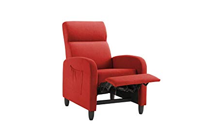 Living Room Slim Manual Recliner Chair (Red)
