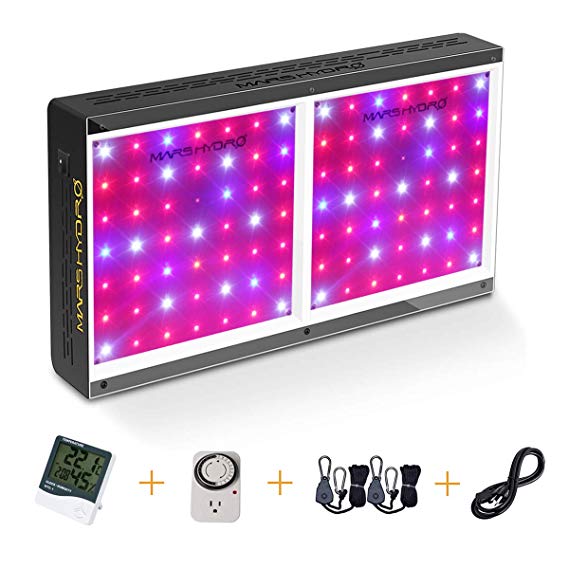 MARS HYDRO 600W Led Grow Light Full Spectrum for Indoor Plants Veg and Flower Hydroponic Growing Lamps with Thermometer Hygrometer Daisy Chain Extremely Cool and Quiet