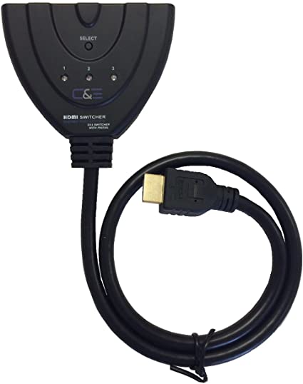 C&E HDMI 3-in 1-Out HDMI Auto Switch with 1.5 Feet Cable, CNE068577