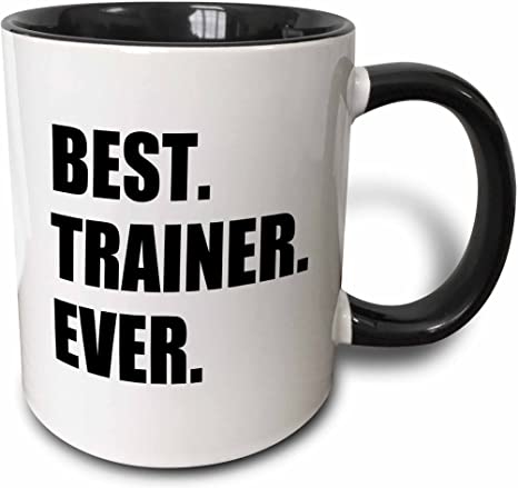 3dRose Best Trainer Ever Fun Gift For Training Job Appreciation Black Text Two Tone Mug, 1 Count (Pack of 1)