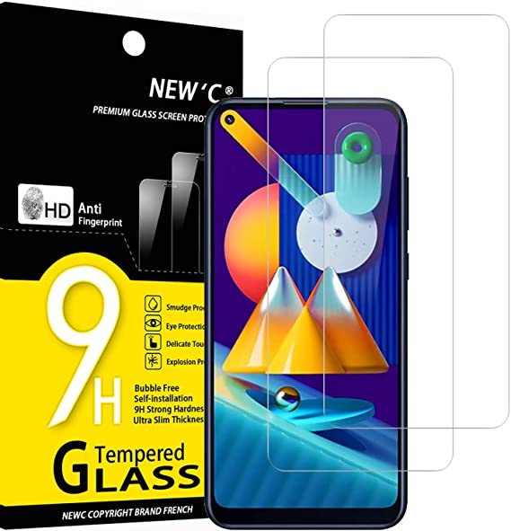 NEW'C 2 Unidades, Protector de Pantalla para Samsung Galaxy A11, Galaxy M11, Antiarañazos, Antihuellas, Sin Burbujas, Dureza 9H, 0.33 mm Ultra Transparente, Vidrio Templado Ultra Resistente