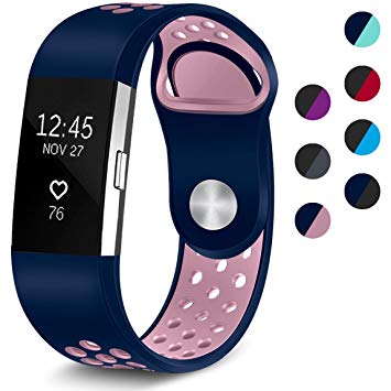 Maledan Replacement Sport Bands With Air Holes for Fitbit Charge 2