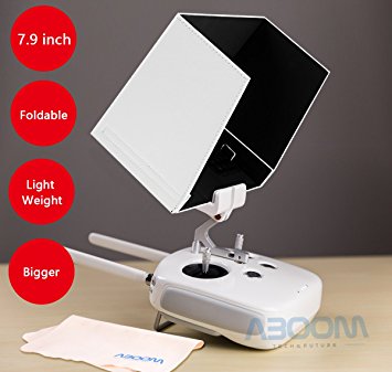 Aboom Phantom 4 Remote Controller Monitor Hood Sunshade Sun Hood and Cleaning Cloth for Tablets