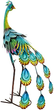 aboxoo 25-inch Metal Peacock Outdoor Statues Garden Sculptures, Patio, Deck, Porch-Yard Lawn Art Decoration