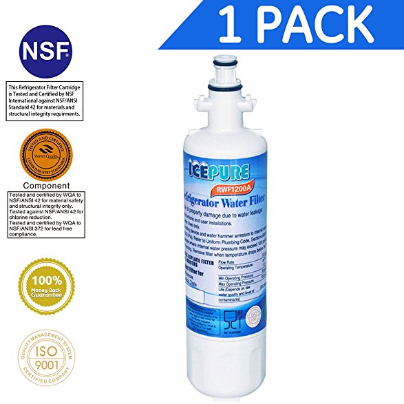 Icepure RWF1200A 1PACK Refrigerator Water Filter Compatible with LG LT700P, ADQ36006101 ,KENMORE 469690
