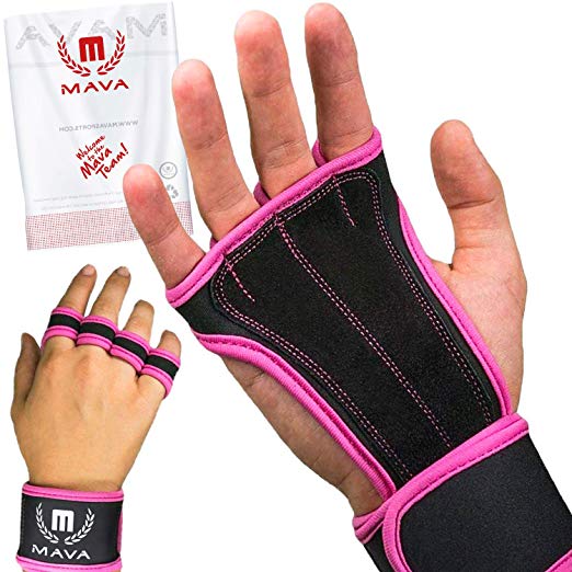 Mava Sports Leather Padding Gloves Cross Training Gloves with Wrist Support for WODs,Gym Workout,Weightlifting & Fitness-Leather Padding, No Calluses-Suits Men & Women-Weight Lifting