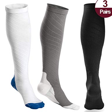 3 Pairs Compression Socks Women and Men - Athletic Fit For Running,Travel,Recovery,Pregnancy & Medical