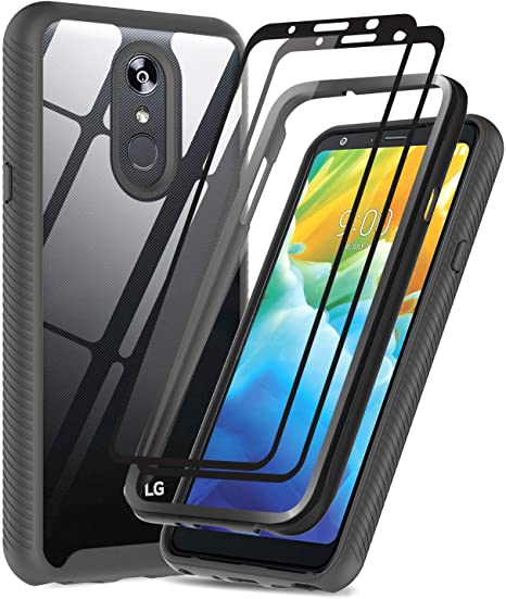 LG Stylo 4 Phone Case, LG Stylo 4 Plus/LG Q Stylus/LG Q Stylo  Case with 2 Tempered Glass Screen Protector, LeYi Full-Body Rugged Hybrid Bumper Shockproof Clear Protective Cover for Stylo 4 Black