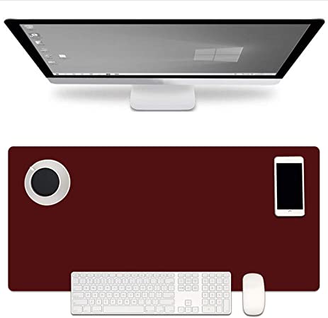 Greatgo Desk Writing Mat for Office/Home Ultra Thin Waterproof Non-Slip for Work & Game 31.5" x 15.7" Extra Large Laptop Protective Desk Pad (¨Black/Agate red)