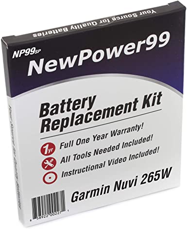 Battery Kit for Garmin Nuvi 265W with Video Instructions, Tools, and Extended Life Battery from NewPower99