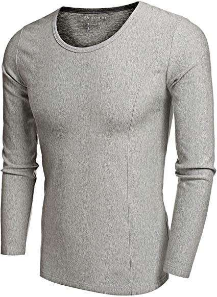 Ekouaer Men's Mid Weight Wicking Crew Neck Top S-XXXL