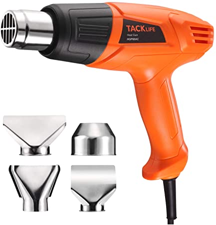 TACKLIFE Heat Gun 1500W 572℉~ 932℉ Dual Temperature Hot Air Gun Kit with Four Metal Nozzle Attachments for Thawing Pipes, Stripping Paint, Loosening Floor Tiles-HGP68AC