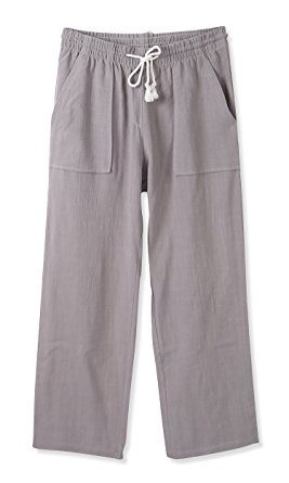 Vetemin Womens Midrise Relaxed Casual Cropped Elastic Band Soft&Compy Linen Pant