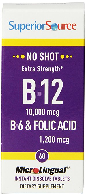 Superior Source No Shot B12/B-6/folic Acid, 10,000 mcg/1200 mcg, 60 Count