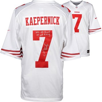 Colin Kaepernick San Francisco 49ers Autographed White Nike Jersey with NFL QB Record 181 Yds Rushing Inscription - Fanatics Authentic Certified