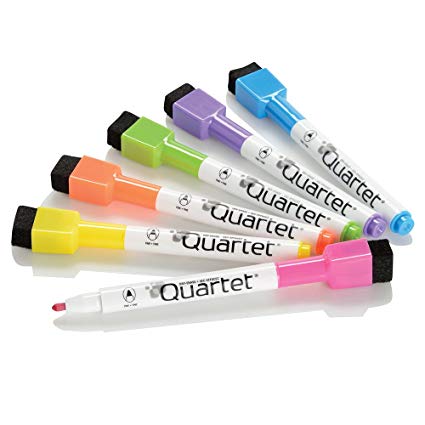 Quartet Dry Erase Markers, ReWritables, Mini, Fine Point, Magnetic, Vivid Colors, 6 Pack (51-661142Q)