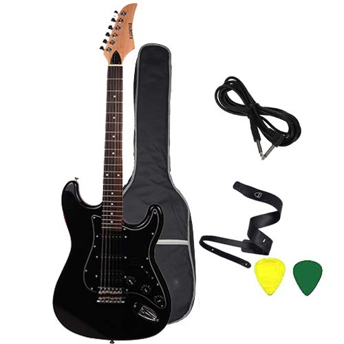 Kadence AstroMan Electric Guitar, 21 FRETS, ROSEWOOD FRETBOARD, H - S - S PICK UPS Black combo with Bag, Guitar strap,guitar cable and Picks