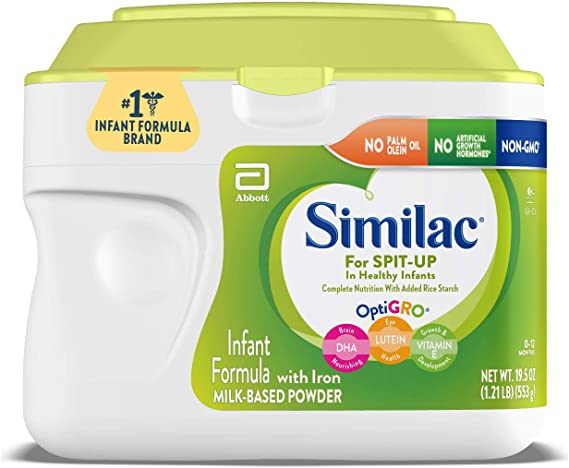 Similac for Spit-Up Non-GMO Infant Formula with Iron, Powder, 19.5-oz Tub