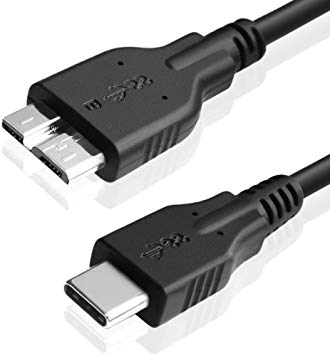 FanTEK 3ft USB 3.0 Type-C to Micro-B Data Cable Compatible for Apple MacBook 2015, New MacBook Pro, Chromebook Pixel to Connect Toshiba Canvio, WD Elements, Seagate Expansion External Hard Drive