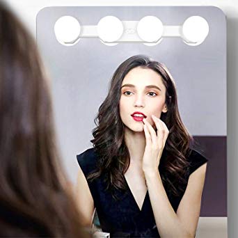 Portable LED Makeup Lights,Rechargeable Vanity Mirror Light with 4 LED Bulbs,Simulated Daylight for Bathroom Makeup Dressing Table Lights,Kitchen Lights,Wardrobe Lights