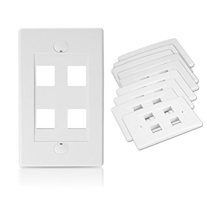 [UL Listed] Cable Matters (10 Pack) Wall Plate with 4-Port Keystone Jack in White