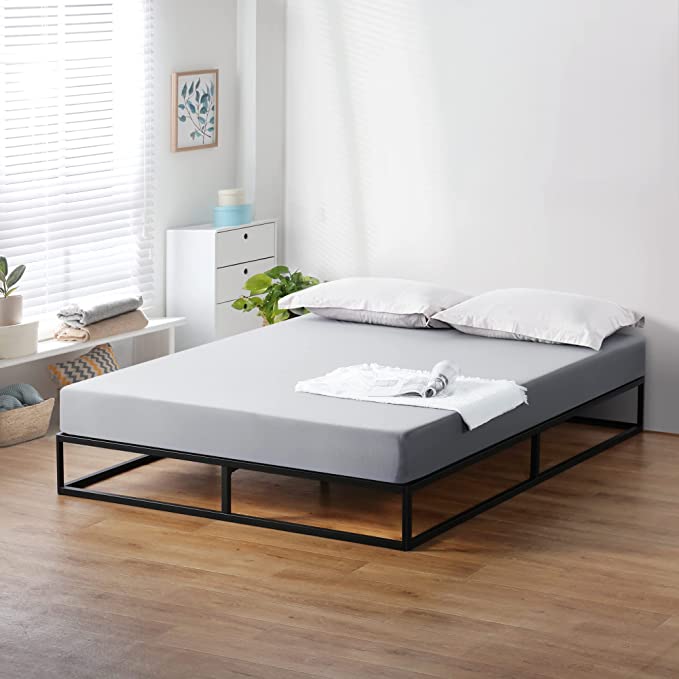 Olee Sleep 9 Inch Modern Metal Platform Bed Frame / Steel Slats / Mattress Foundation / No Box Spring Needed, Full, Black