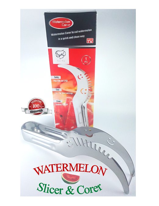 Divine Chef Watermelon Slicer and Corer  As Seen On TV Melon Slicer  Perfect kitchen tool for family outings and picnics  Cut Watermelons fast without the juicy mess