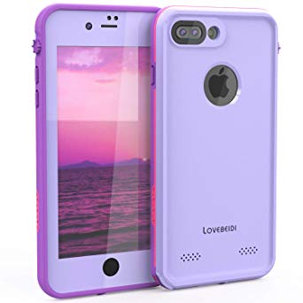 LOVE BEIDI iPhone 8 7 Plus Waterproof Case Cover Built-in Screen Protector Fully Sealed Life Shockproof Snowproof Underwater Protective Cases for iPhone iPhone 8 7 Plus 5.5" (Purple/Rose/Orchid)