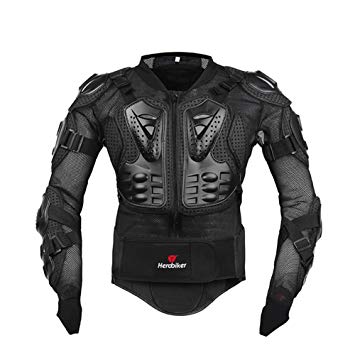 HEROBIKER Motorcycle Full Body Armor Jacket spine chest protection gear Motocross Motos Protector Motorcycle Jacket 2 Styles (XXXL, Black)